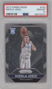 Nikola Jokic from the 2015-16 Panini Prizm  set graded by PSA and given an overall grade of 10.