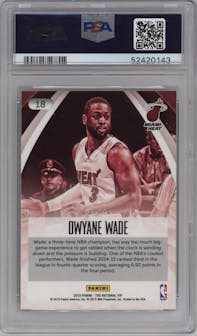 Dwyane Wade from the 2015 Panini The National set featuring a Black Pulsar parallel graded by PSA and given an overall grade of 10.