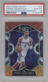 Tyrese Haliburton from the 2020-21 Panini Select  set featuring a Red/White/Orange Shimmer parallel graded by PSA and given an overall grade of 10.