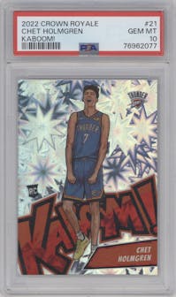 Chet Holmgren from the 2022-23 Panini Crown Royale set graded by PSA and given an overall grade of 10.