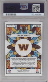 Jayden Daniels from the 2024 Panini Mosaic set graded by PSA and given an overall grade of 10.