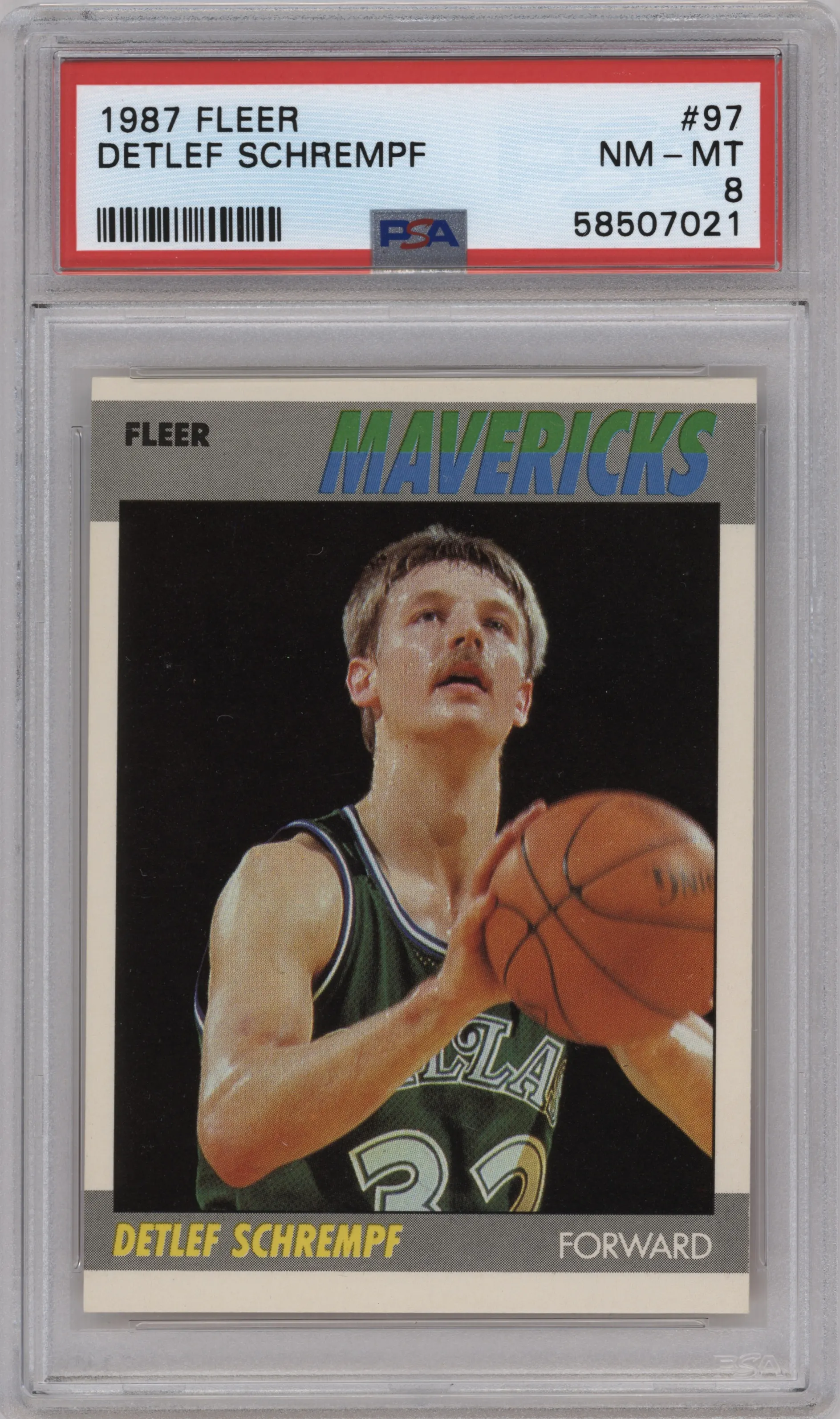 1987 Fleer Detlef Schrempf PSA 8