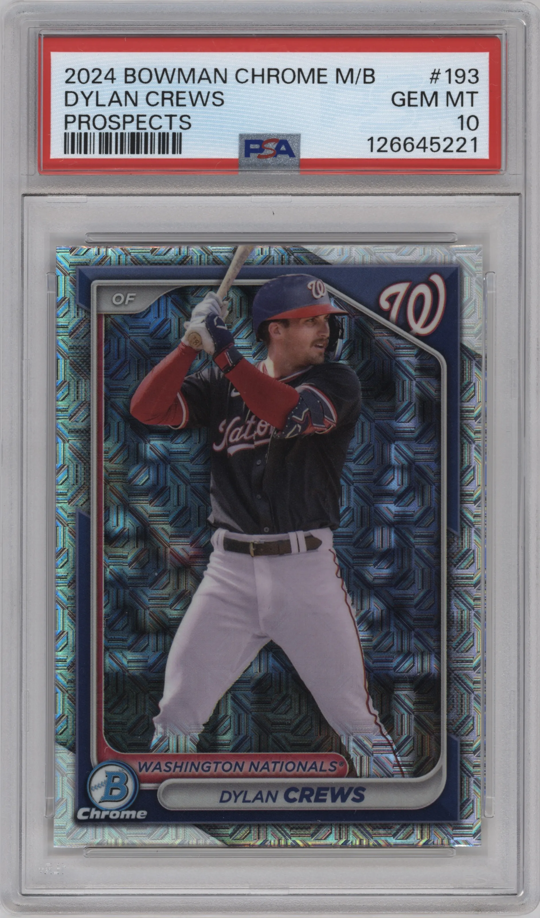 2024 Bowman Chrome Mega Box Prospects Dylan Crews #BCP-193 PSA 10