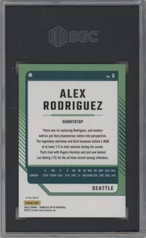 Alex Rodriguez from the 2024 Donruss Optic set featuring a Black Pandora parallel graded by SGC and given an overall grade of 10.