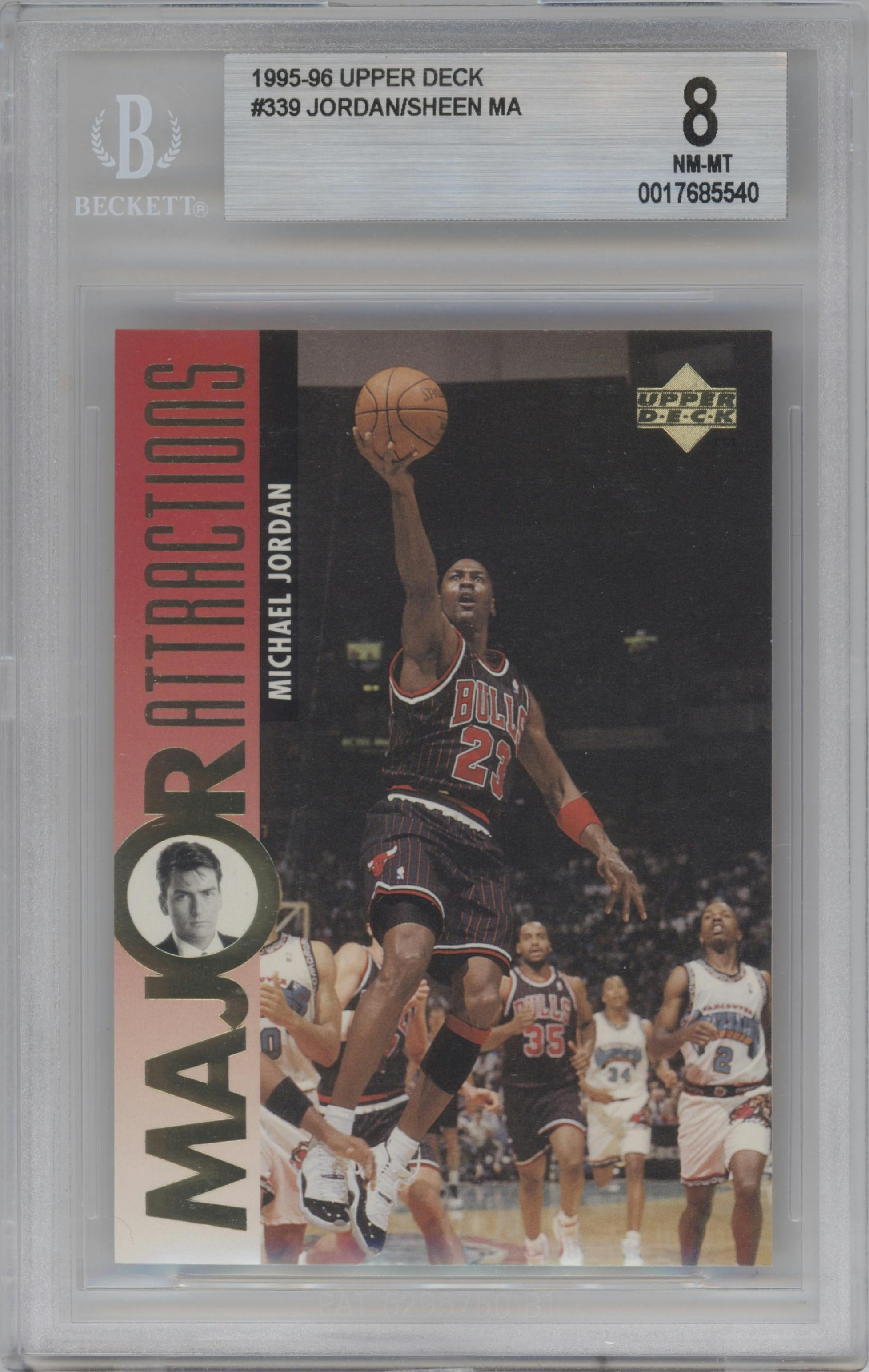 Michael Jordan from the 1995-96 Upper Deck  set graded by Beckett and given an overall grade of 8.