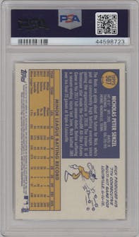 Nick Senzel from the 2019 Topps Heritage HN set graded by PSA and given an overall grade of 10.