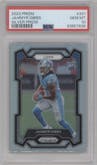 Jahmyr Gibbs from the 2023 Panini Prizm set featuring a Silver Prizm parallel graded by PSA and given an overall grade of 10.