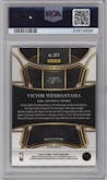 Victor Wembanyama from the 2023-24 Panini Select  set featuring a Blue Prizm parallel graded by PSA and given an overall grade of 10.