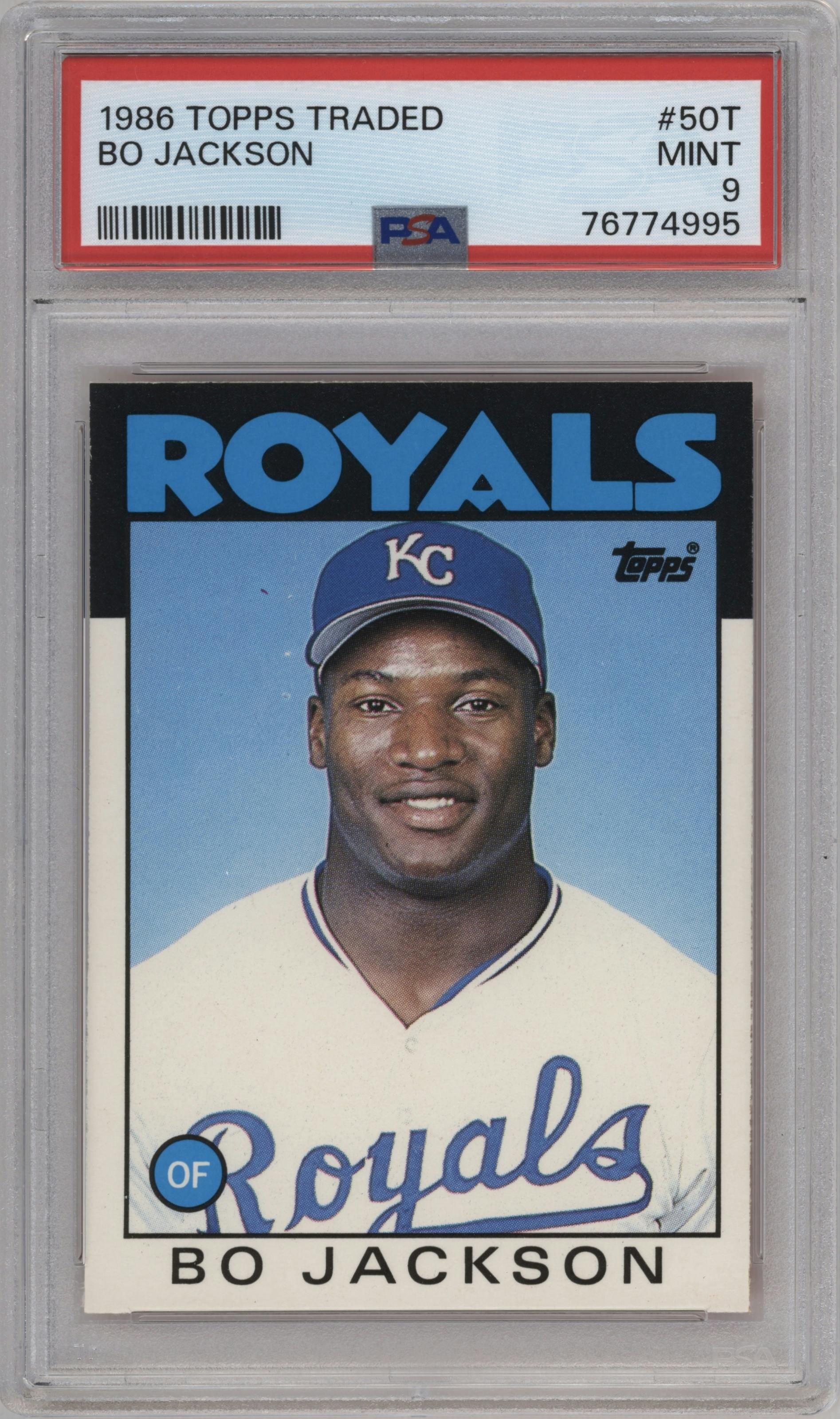 Bo Jackson from the 1986 Topps Traded set graded by PSA and given an overall grade of 9.