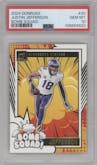 Justin Jefferson from the 2024 Donruss set graded by PSA and given an overall grade of 10.