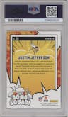 Justin Jefferson from the 2024 Donruss set graded by PSA and given an overall grade of 10.