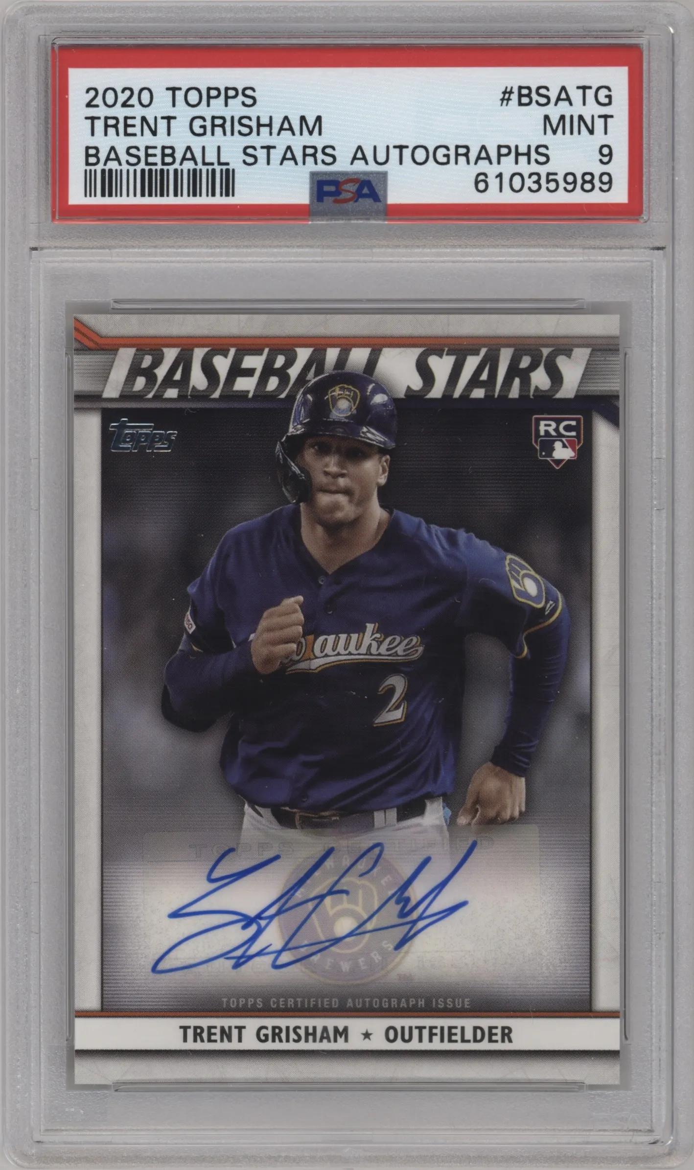 2020 Topps Series 1 Auto Trent Grisham #BSA-TG PSA 9