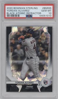 Yordan Alvarez from the 2020 Bowman Sterling set featuring a Black Atomic Refractor  parallel graded by PSA and given an overall grade of 10.