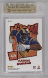 Aaron Donald from the 2025 Panini Absolute set graded by PSA and given an overall grade of 9.5.
