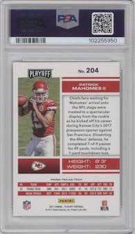 Patrick Mahomes II from the 2017 Panini Playoff set graded by PSA and given an overall grade of 9.