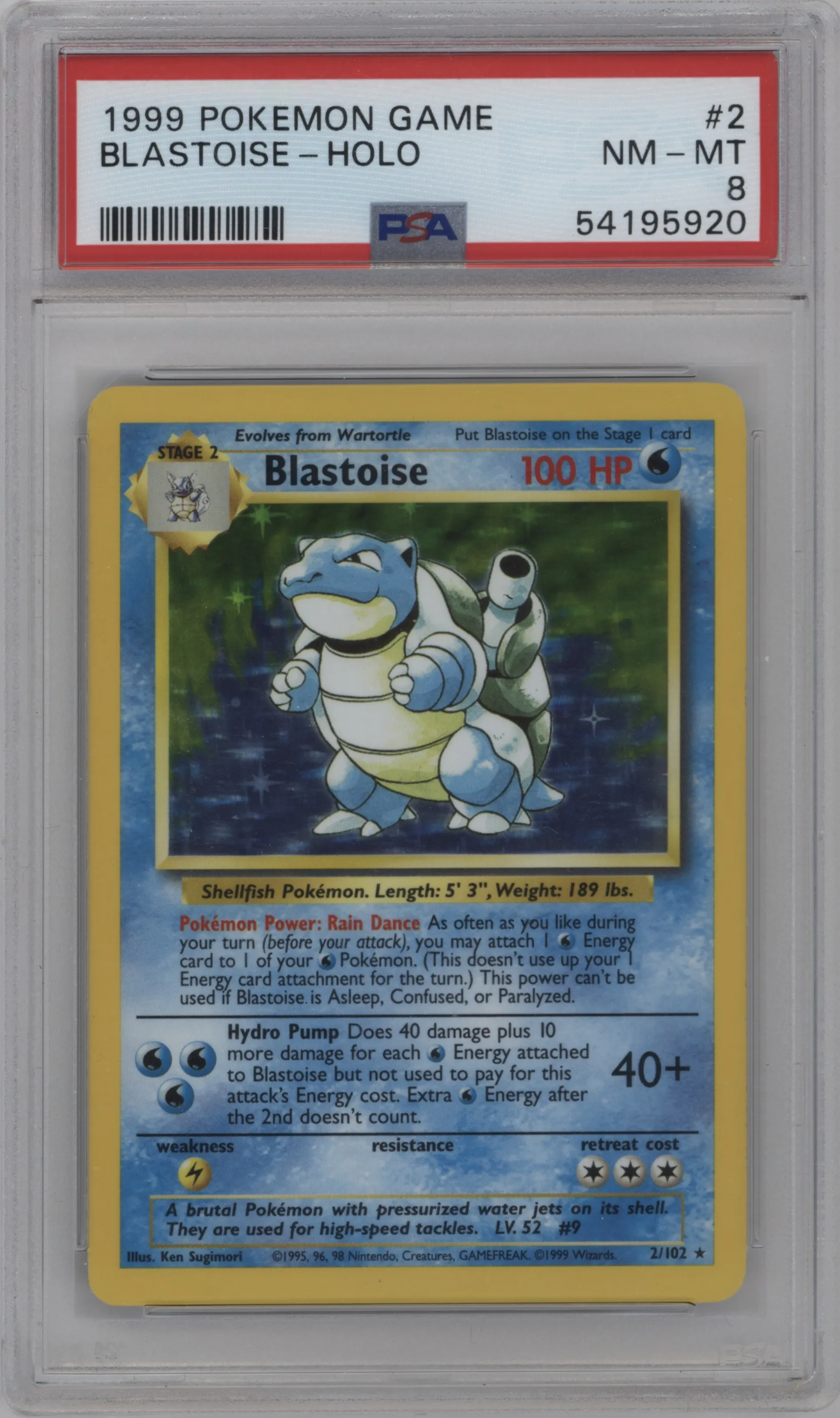 1999 Pokemon Base Set Blastoise PSA 8