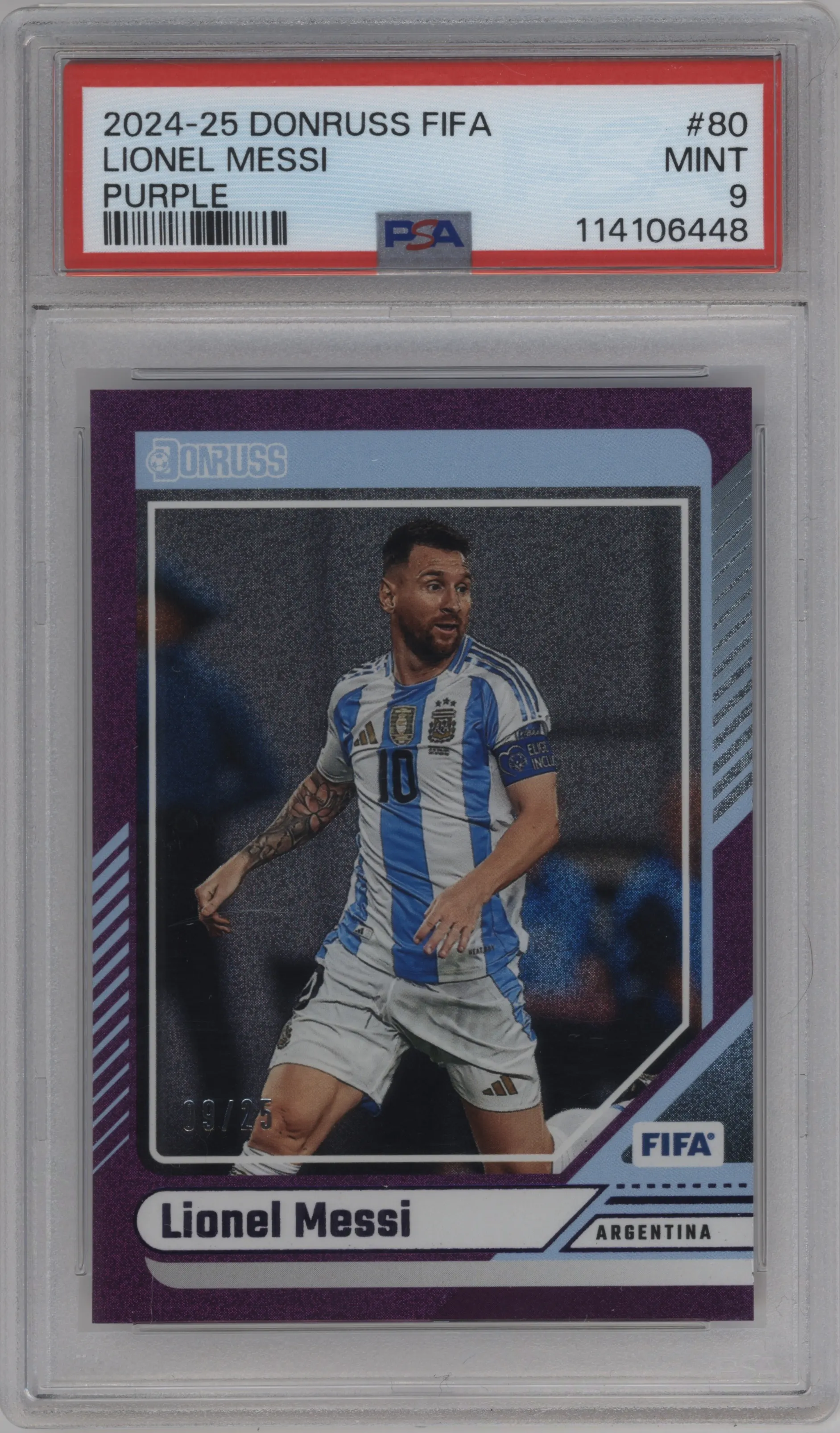 2024 Panini Donruss Lionel Messi Purple PSA 9