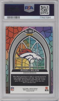 Russell Wilson from the 2022 Panini Mosaic set graded by PSA and given an overall grade of 10.