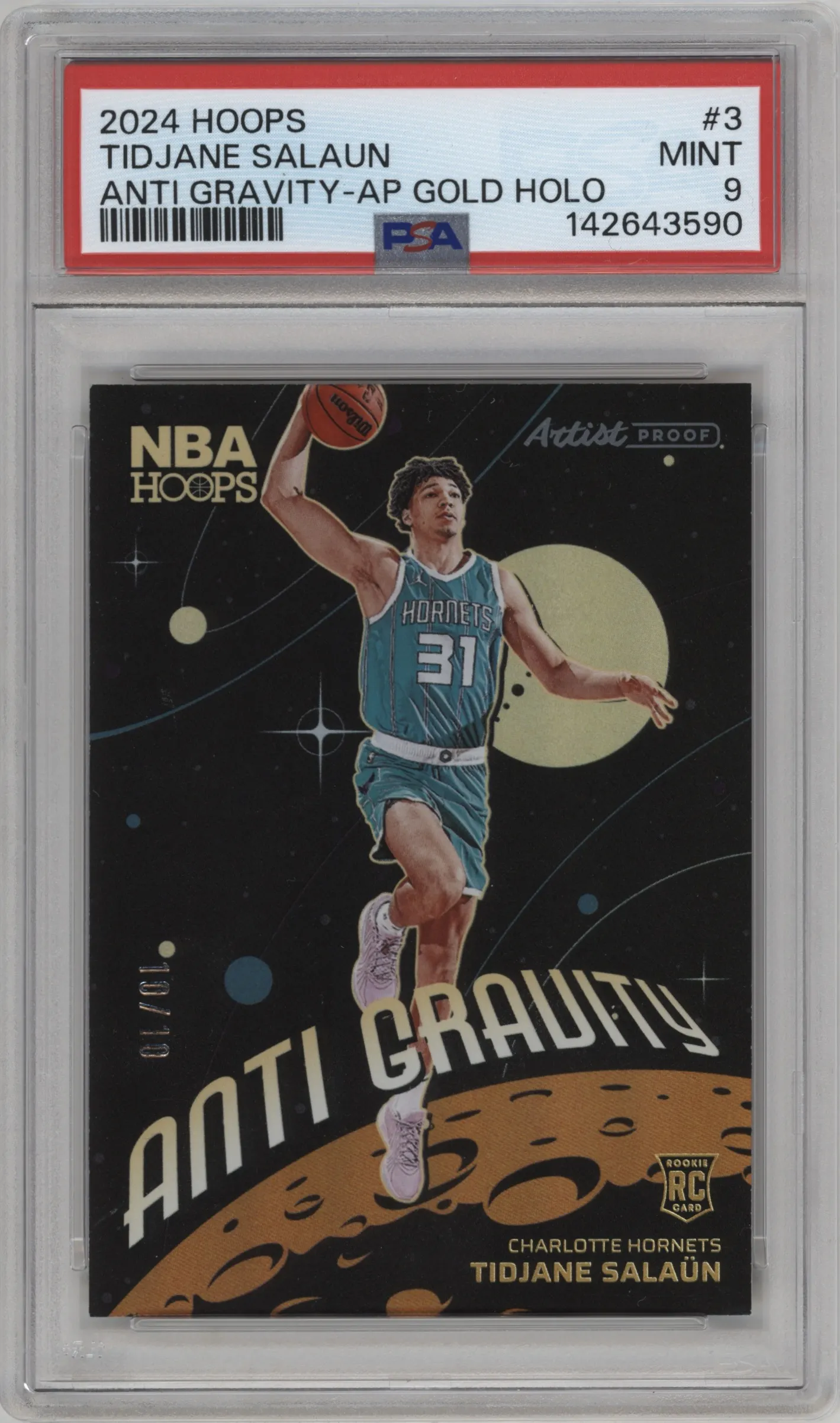 2024 Panini NBA Hoops Anti Gravity Tidjane Salaun Artist Proof Gold #3 PSA 9