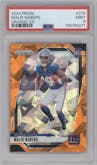 Malik Nabers from the 2024 Panini Prizm set featuring a Orange Ice parallel graded by PSA and given an overall grade of 9.