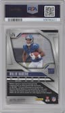 Malik Nabers from the 2024 Panini Prizm set featuring a Orange Ice parallel graded by PSA and given an overall grade of 9.