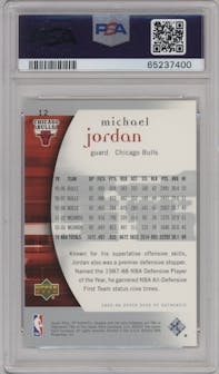 Michael Jordan from the 2005-06 SP Authentic set graded by PSA and given an overall grade of 9.