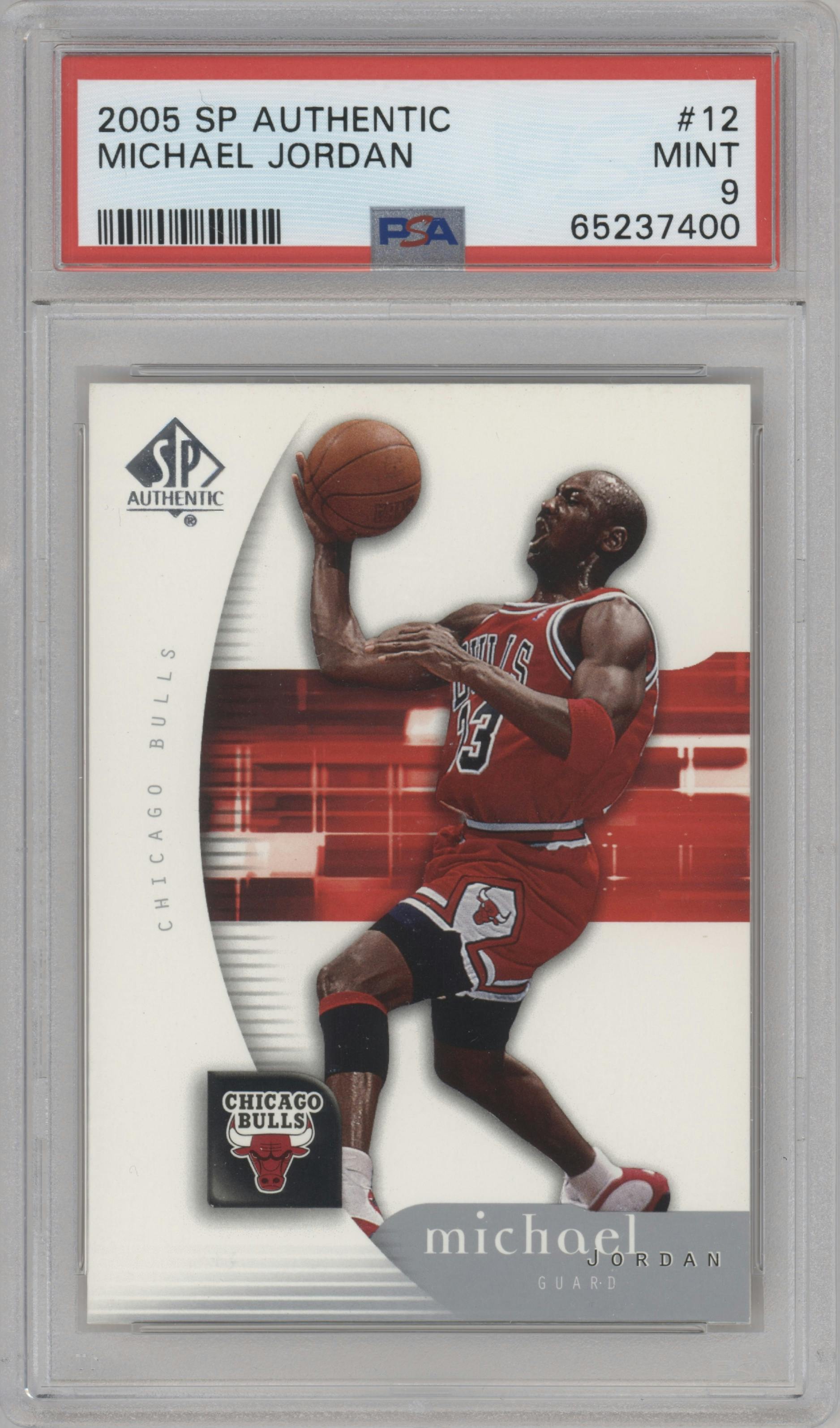 Michael Jordan from the 2005-06 SP Authentic set graded by PSA and given an overall grade of 9.
