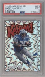 Barry Sanders from the 2020 Panini Absolute set graded by PSA and given an overall grade of 9.