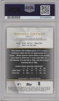 Shohei Ohtani from the 2018 Topps Gold Label set graded by PSA and given an overall grade of 10.