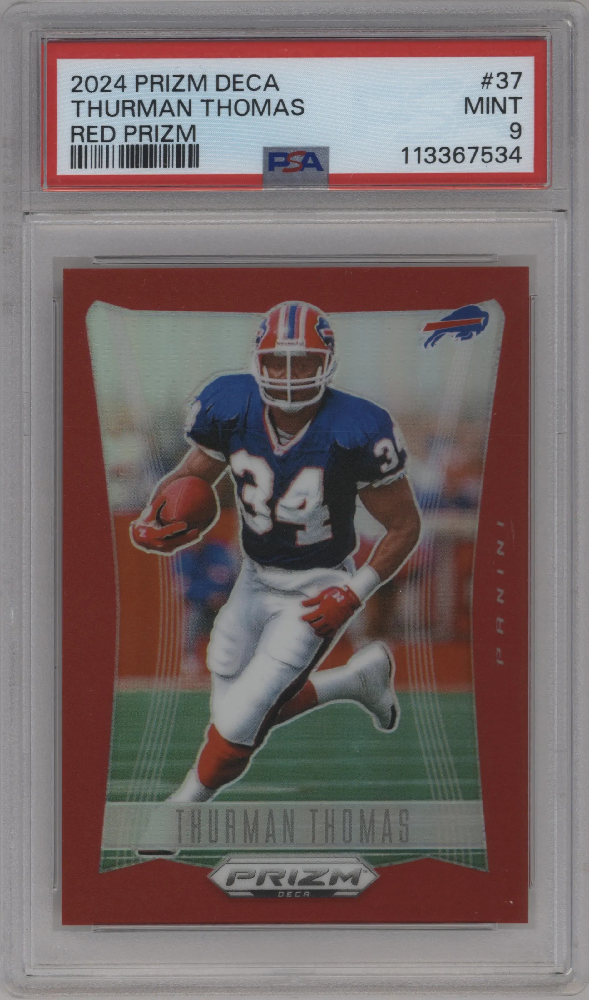 2024 Panini Prizm Deca Thurman Thomas Red Prizm #37 PSA 9