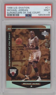Michael Jordan from the 1998-99 Upper Deck Ovation set graded by PSA and given an overall grade of 9.