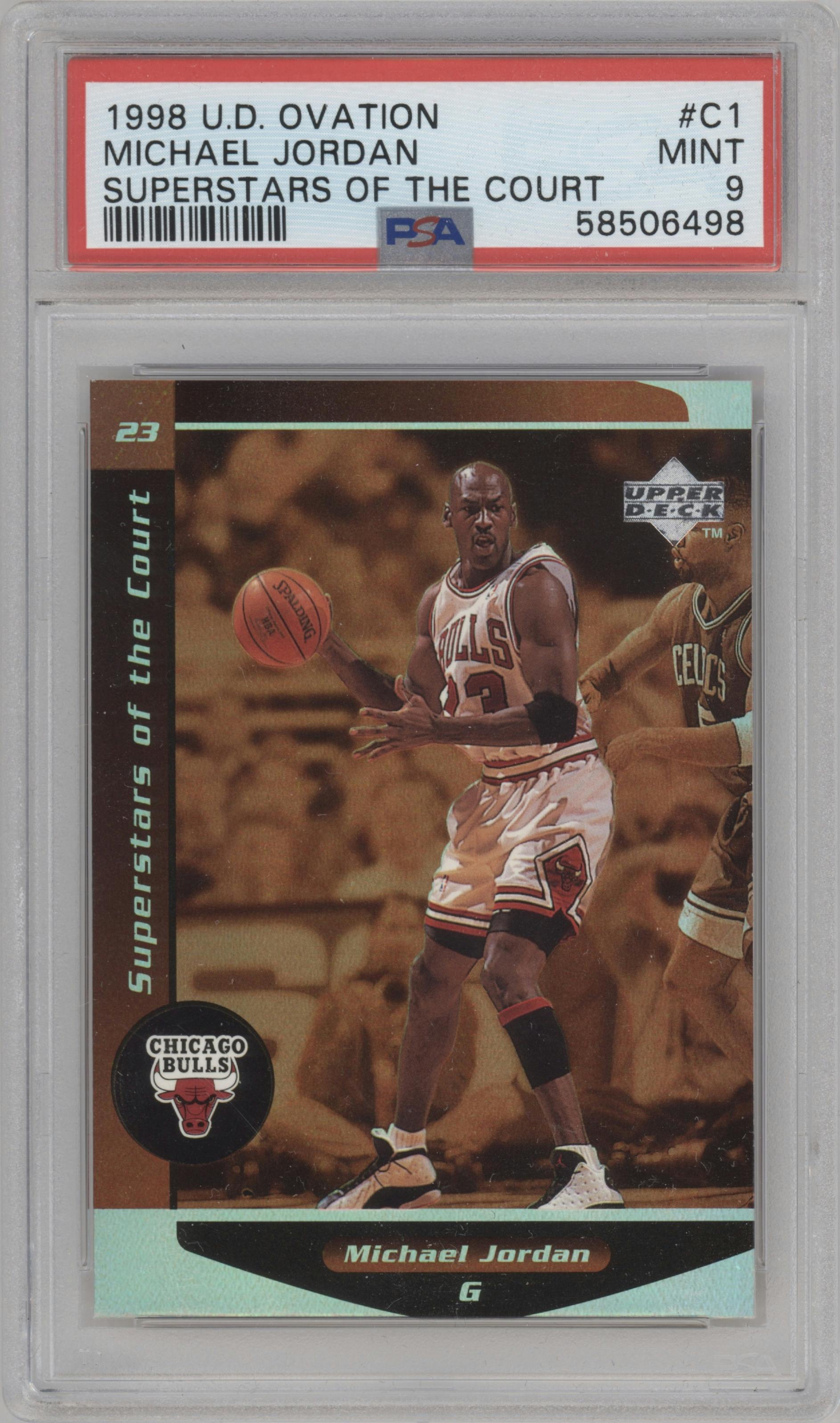 Michael Jordan from the 1998-99 Upper Deck Ovation set graded by PSA and given an overall grade of 9.