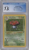 Vileplume from the 1999 Pokemon set featuring a No Symbol parallel graded by CSG and given an overall grade of 7.5.