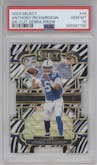 Anthony Richardson from the 2023 Panini Select set featuring a Die-Cut Zebra Prizm parallel graded by PSA and given an overall grade of 10.
