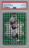 Brock Bowers from the 2024 Panini Mosaic set featuring a Green Mosaic parallel graded by PSA and given an overall grade of 10.