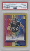 T.J. Watt from the 2023 Panini Absolute set featuring a Gold parallel graded by PSA and given an overall grade of 9.
