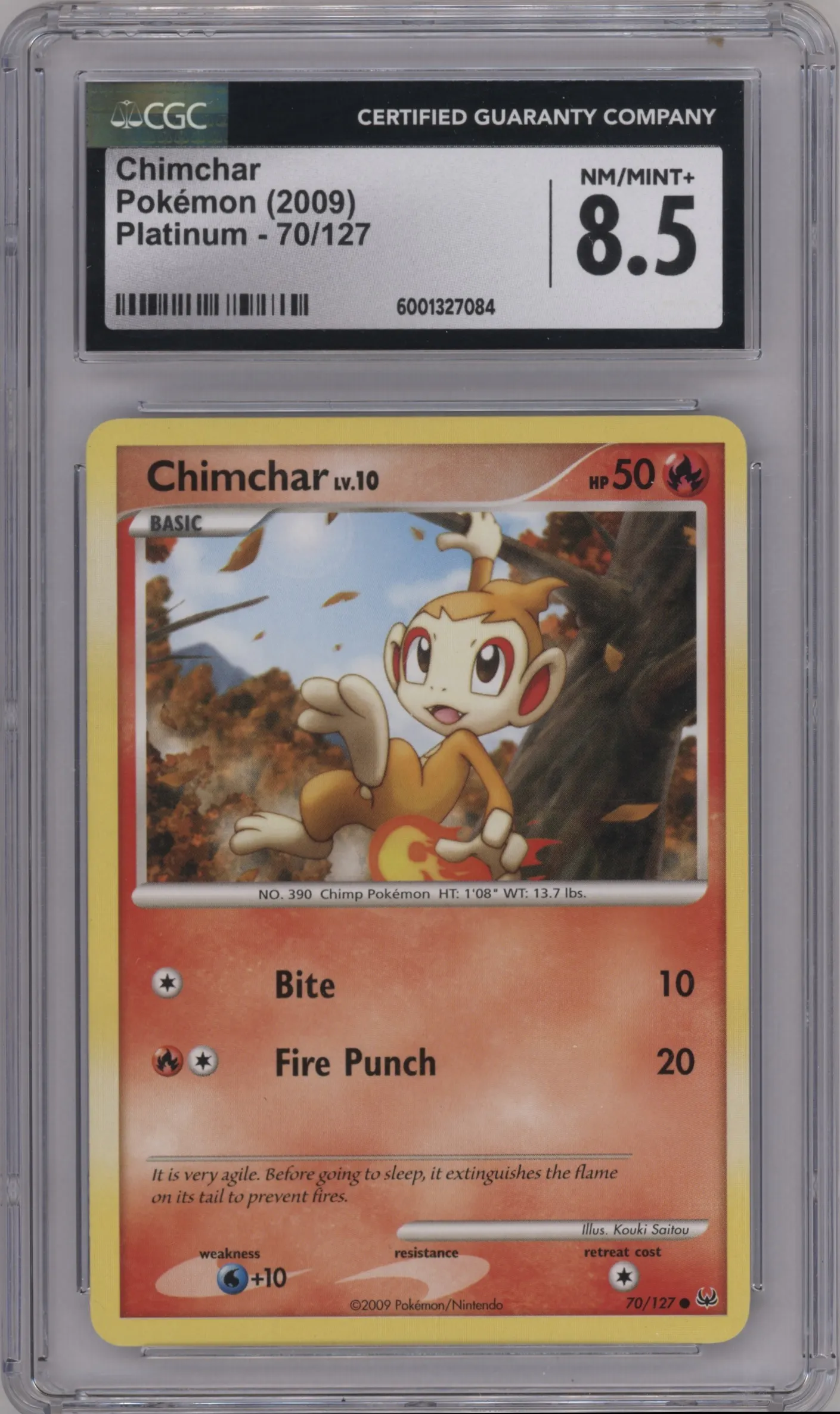 2009 Pokemon Platinum Chimchar #70 CGC 8.5