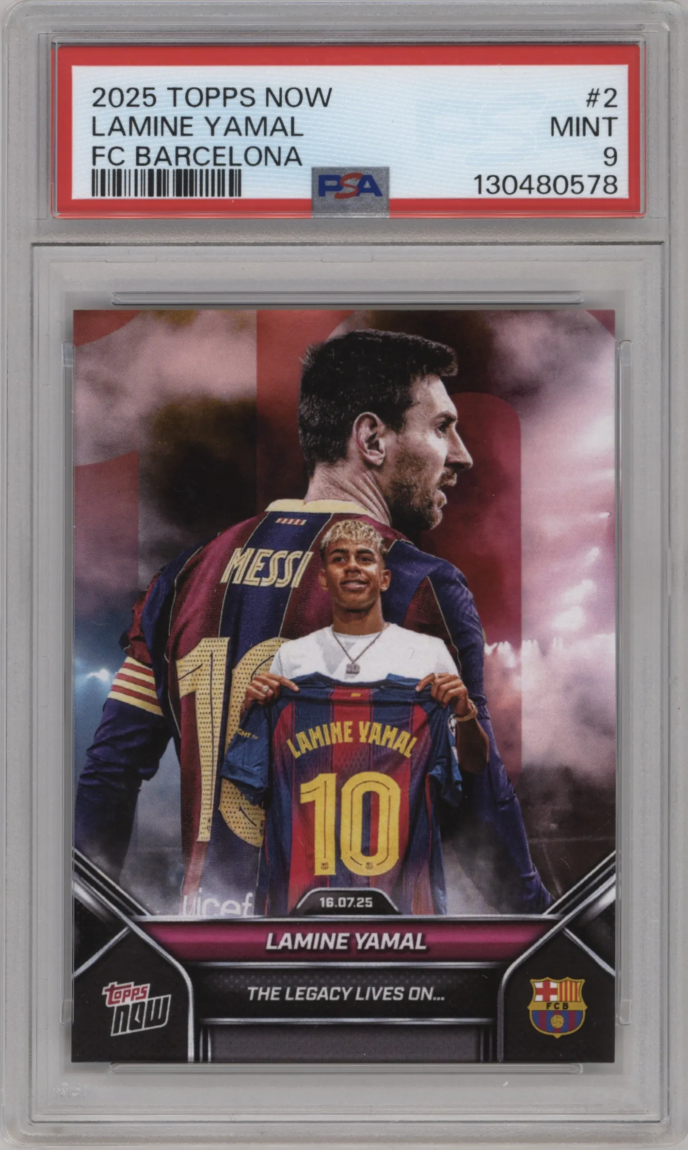 2025 Topps Now FC Barcelona Lamine Yamal PSA 9