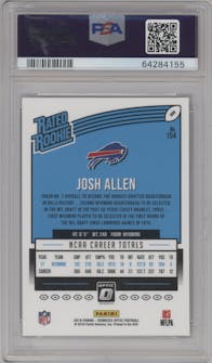 Josh Allen from the 2018 Panini Donruss Optic set graded by PSA and given an overall grade of 10.