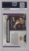 LeBron James from the 2020-21 Panini Prizm set featuring a Silver Prizm parallel graded by PSA and given an overall grade of 9.