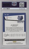Ja Morant from the 2019-20 Panini Hoops Premium Stock set featuring a Purple Disco parallel graded by PSA and given an overall grade of 10.