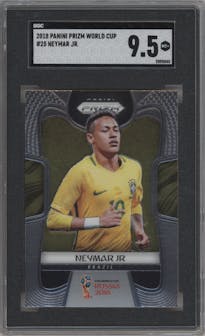 Neymar Jr. from the 2018 Panini Prizm World Cup set graded by SGC and given an overall grade of 9.5.