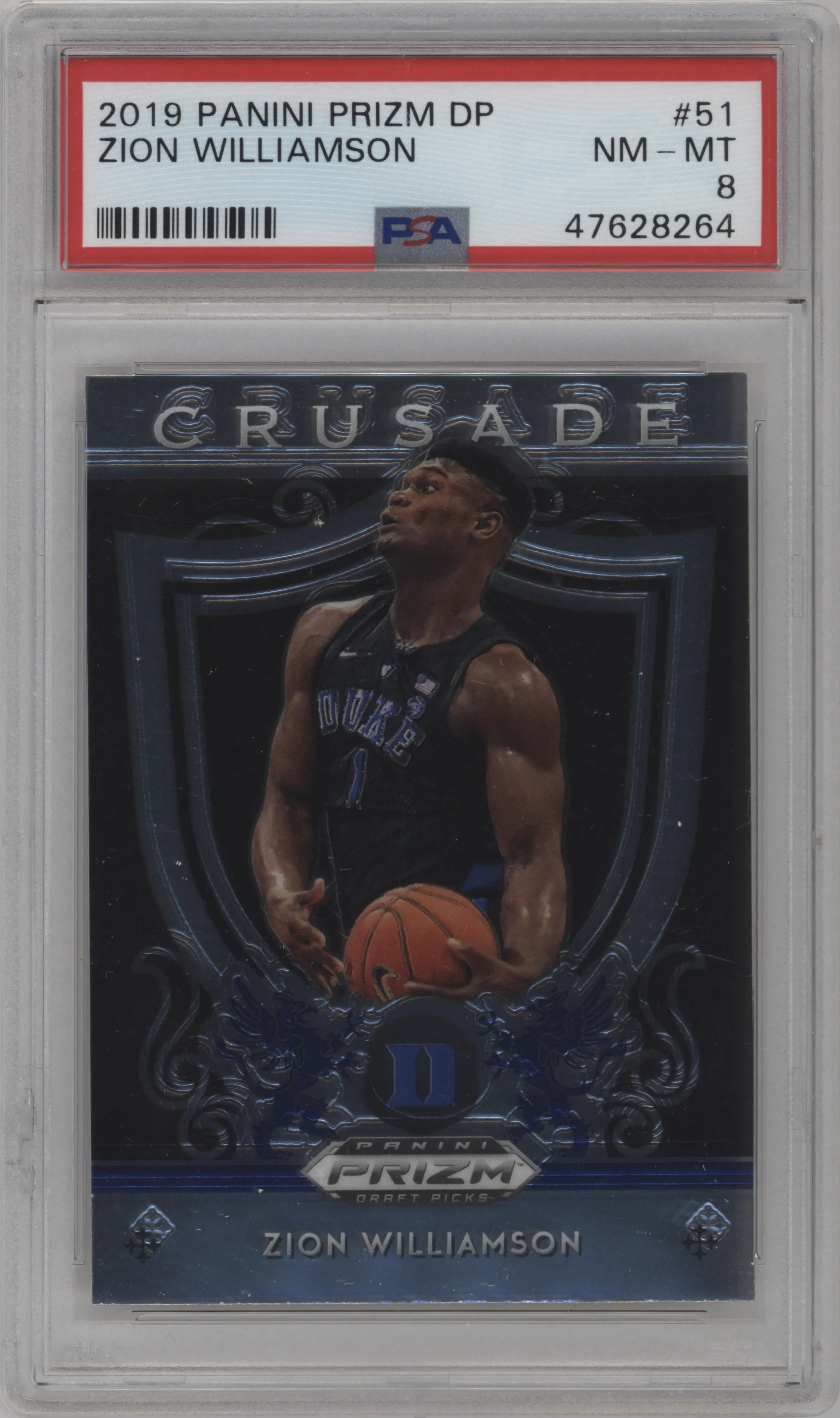 2019 Panini Prizm Draft Picks Crusade Zion Williamson #51 PSA 8