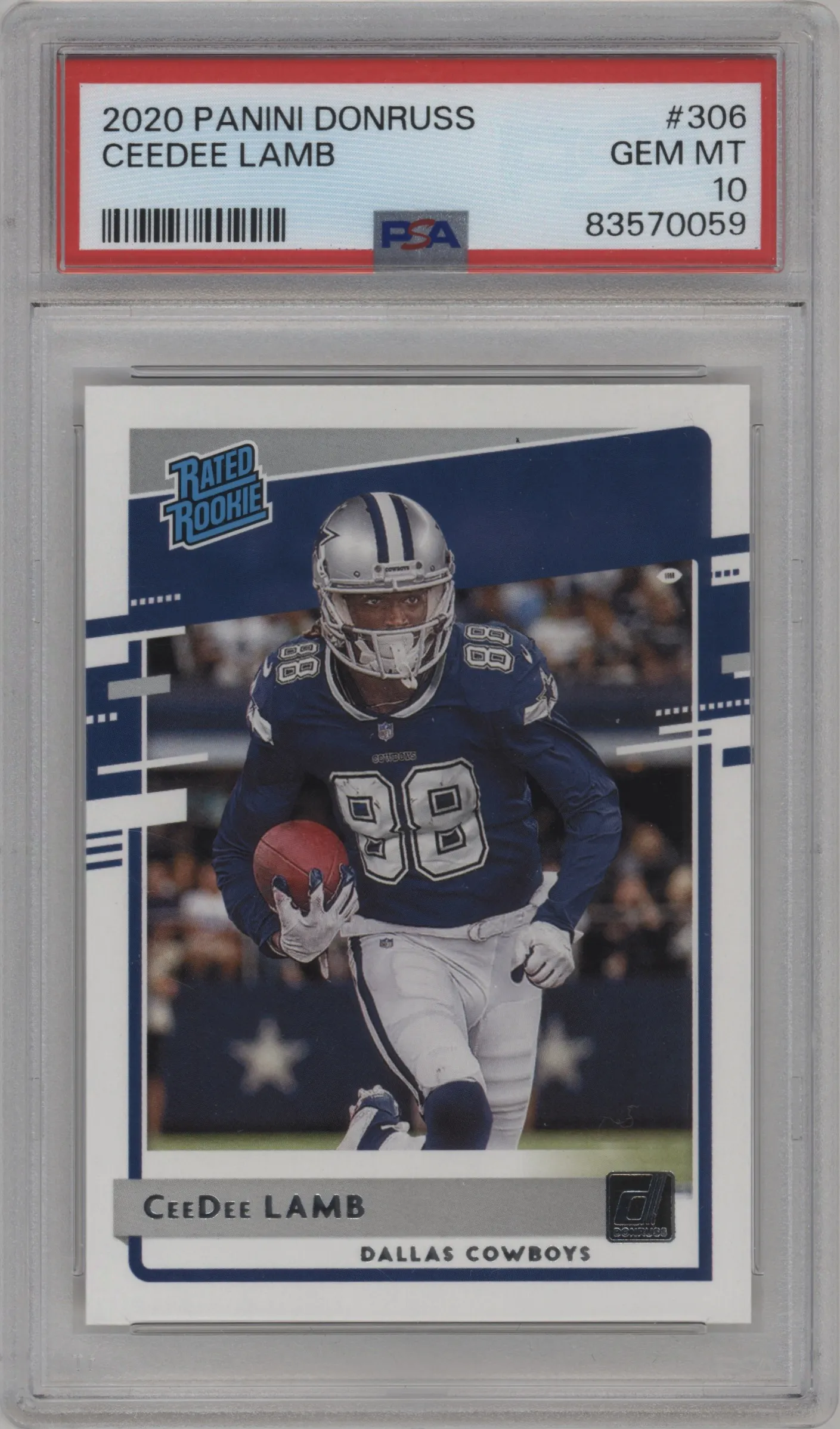2020 Panini Donruss Rated Rookie CeeDee Lamb #306 PSA 10