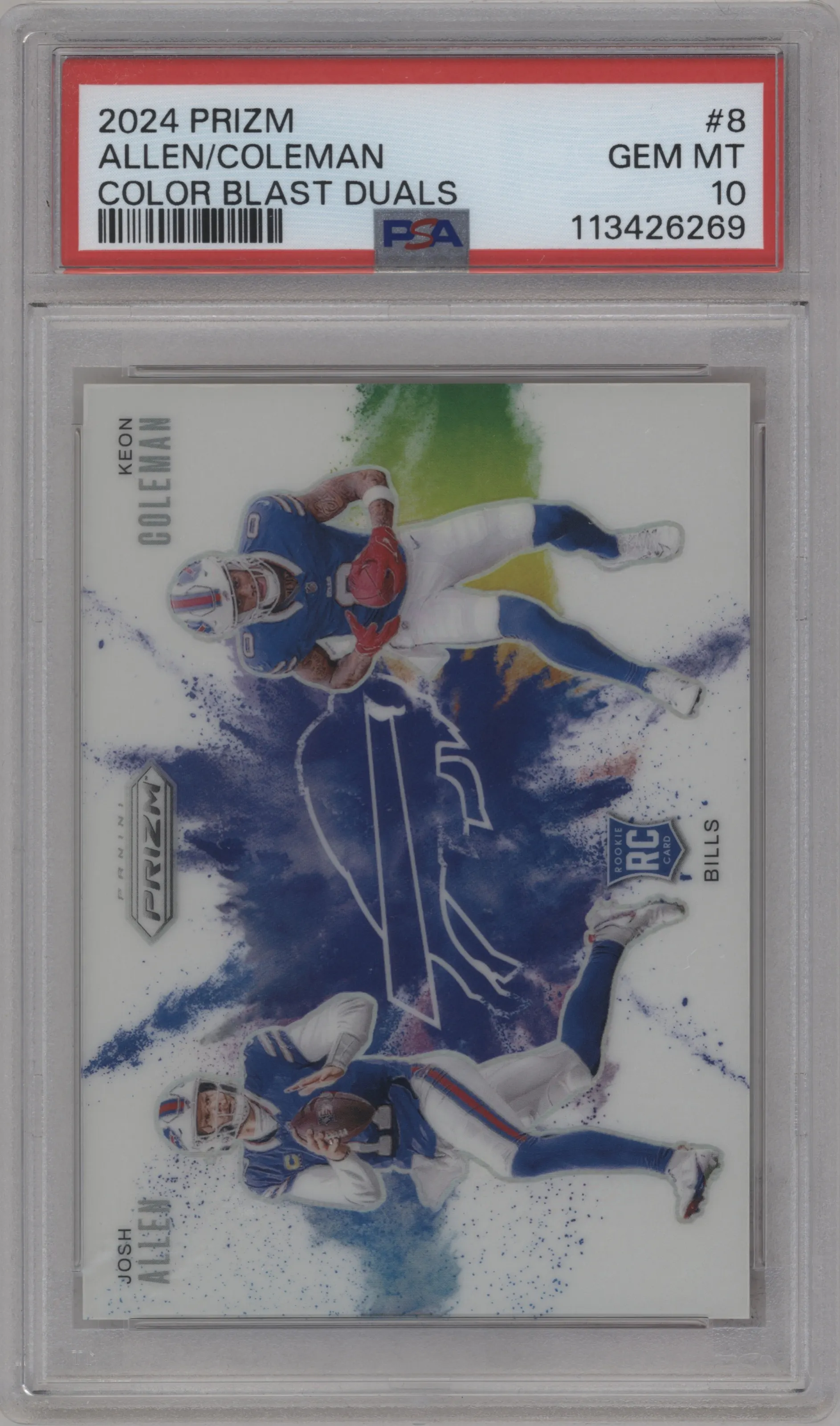 2024 Panini Prizm Color Blast Duals Josh Allen/Keon Coleman #8 PSA 10