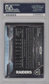 Amari Cooper from the 2015 Topps Chrome set featuring a Pulsar Refractor parallel graded by PSA and given an overall grade of 10.