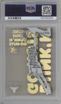 Michael Jordan from the 1998-99 Skybox E-X Century set graded by PSA and given an overall grade of 8.