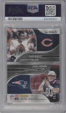 Justin Fields/Mac Jones from the 2021 Panini Spectra set featuring a Neon Green parallel graded by PSA and given an overall grade of 9.