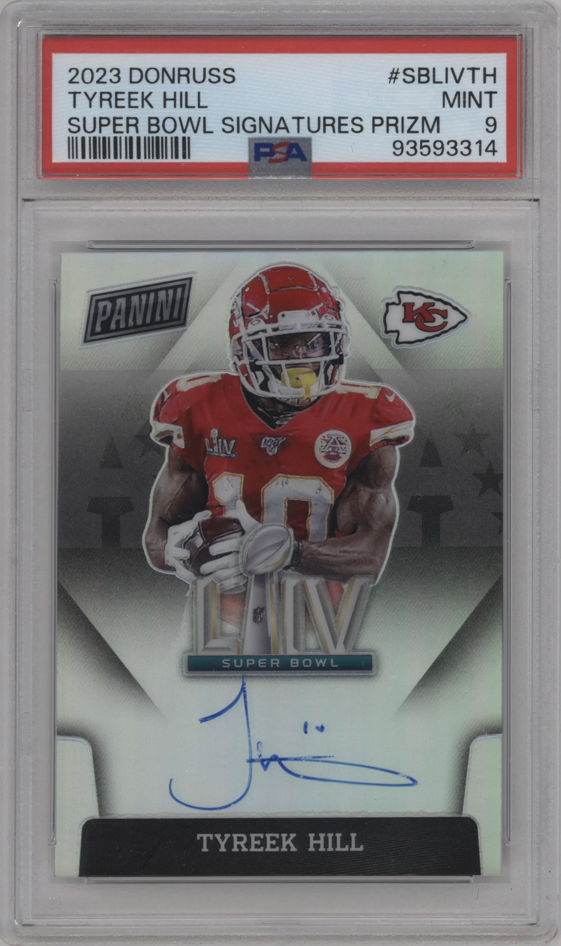 2023 Panini Donruss Super Bowl Sig. Tyreek Hill #SBLIV-TH PSA 9