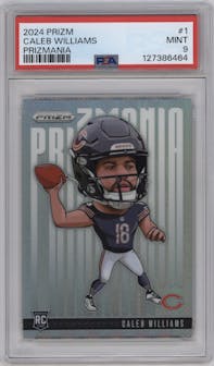 Caleb Williams from the 2024 Panini Prizm set graded by PSA and given an overall grade of 9.
